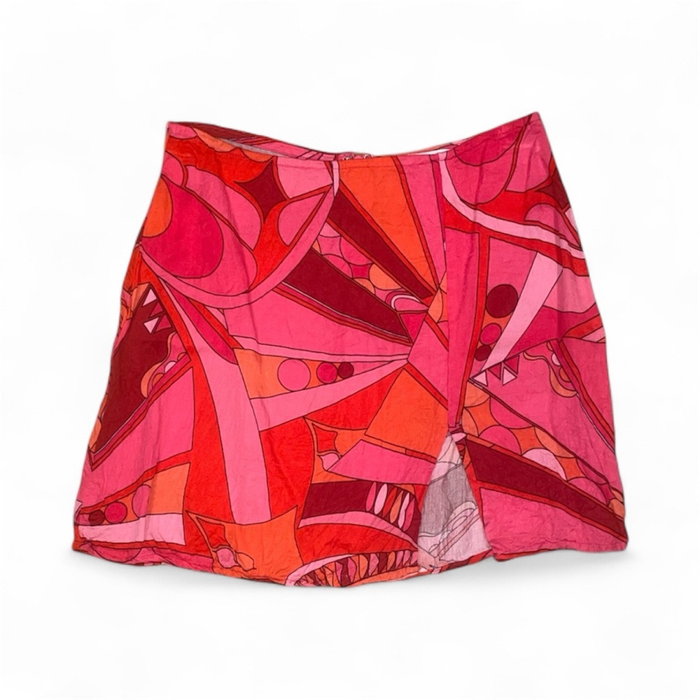 Olivaceous pink and red mini skirt